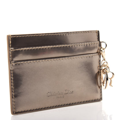 Christian Dior Metallic Patent Micro-Cannage Lady Dior Card Holder Gold 3 of 6