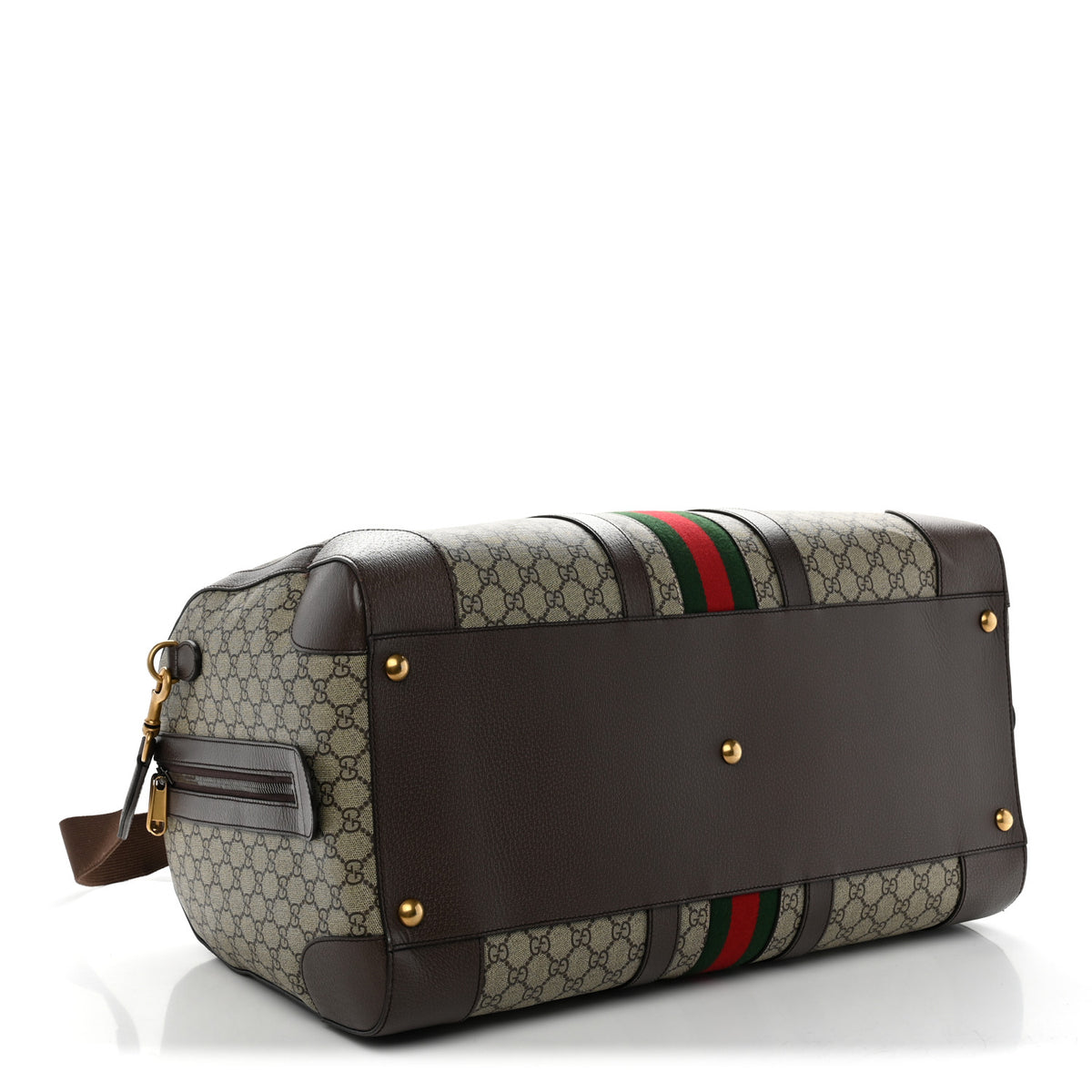 Gucci GG Supreme Monogram Textured Dollar Calfskin Web Large Savoy Duffle Bag Beige Ebony 3 of 10