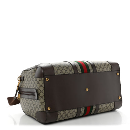 Gucci GG Supreme Monogram Textured Dollar Calfskin Web Large Savoy Duffle Bag Beige Ebony 3 of 10