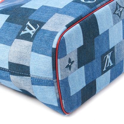 Louis Vuitton Denim Damier Monogram Patchwork Neverfull Blue Rouge 7 of 10