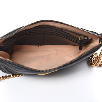 Gucci Calfskin Matelasse Mini GG Marmont Chain Bag Black 5 of 13