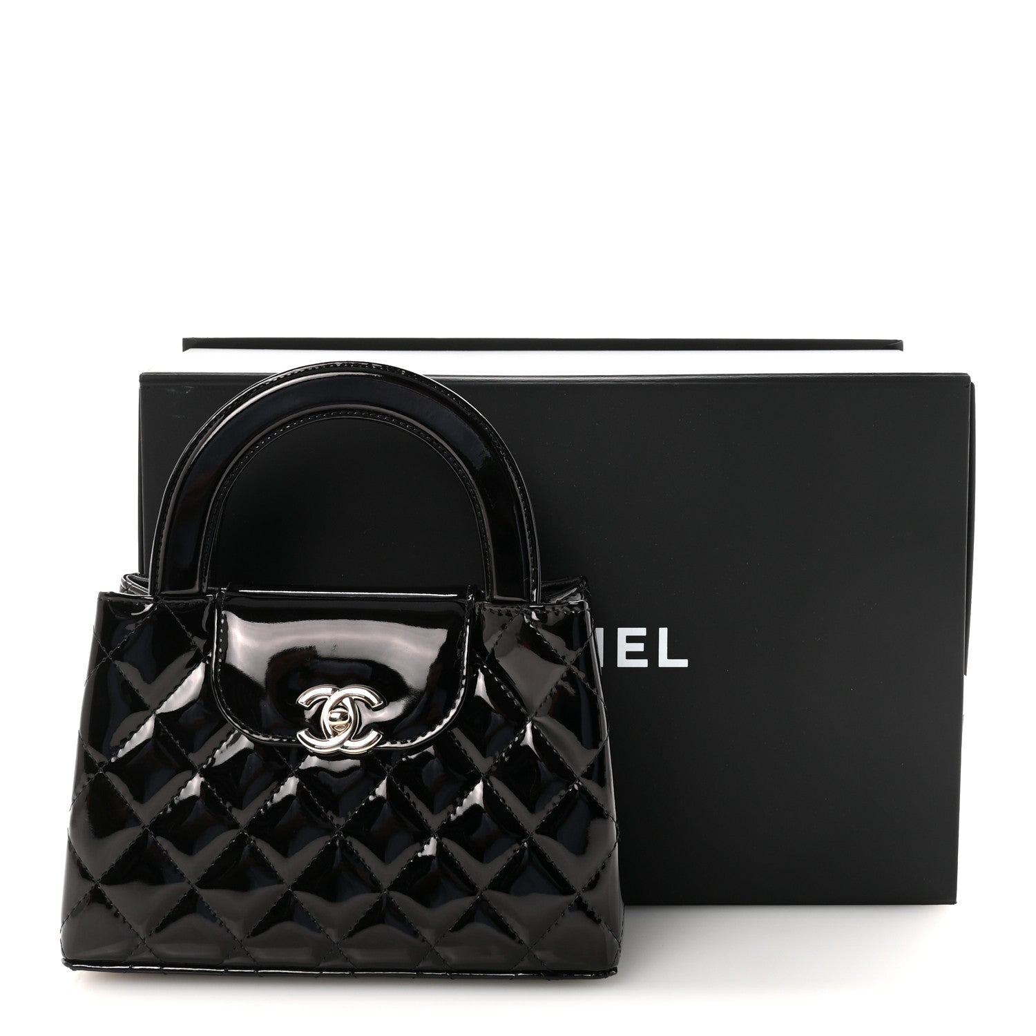 Chanel Patent Calfskin Quilted Nano Kelly Shopper Black 11 of 11