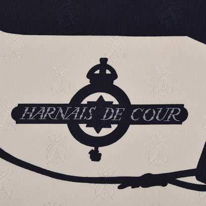 Hermes Silk Harnais De Cour Tattoo Scarf 90 Marine White 5 of 7