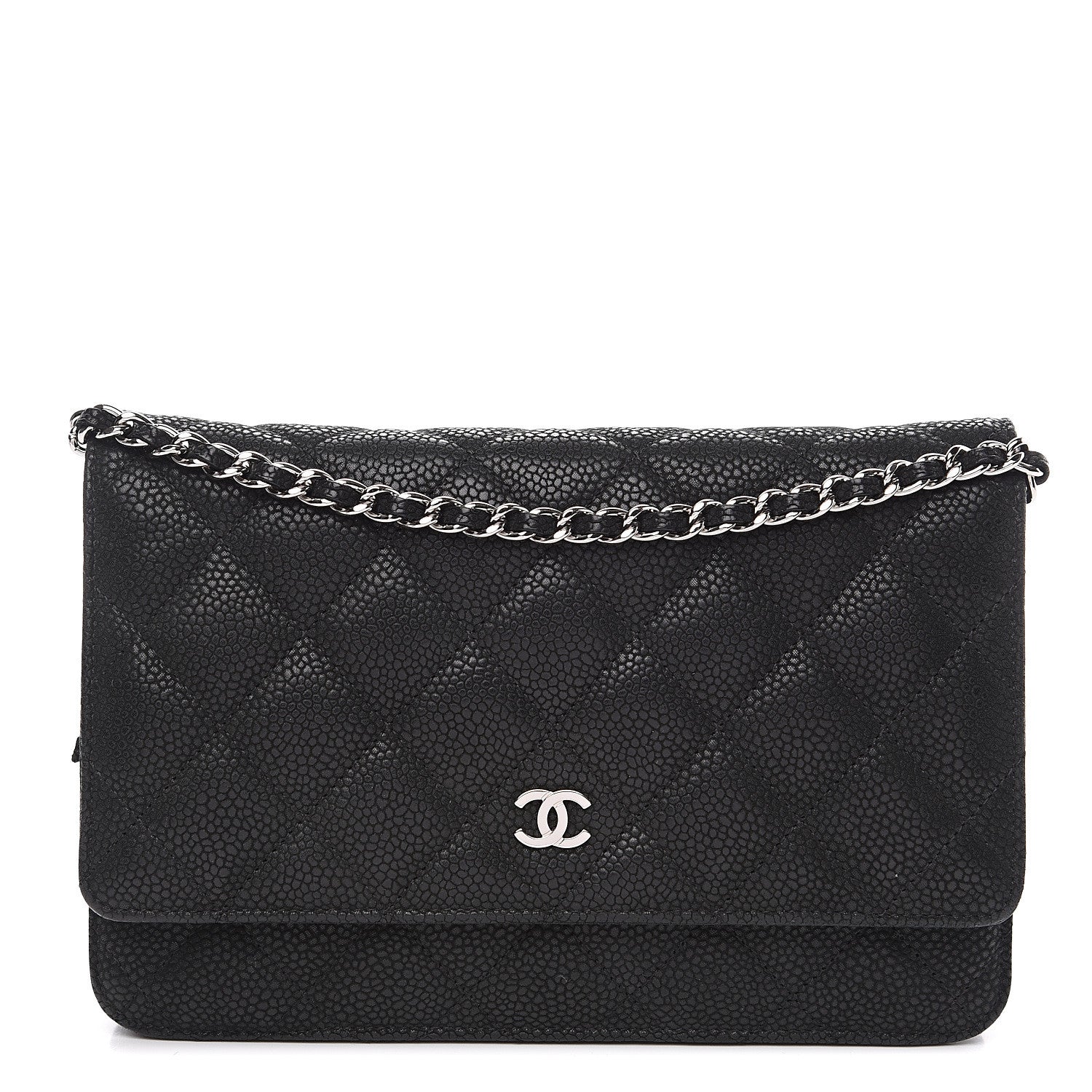 Chanel Iridescent Caviar Quilted Wallet On Chain WOC Black 1 of 10