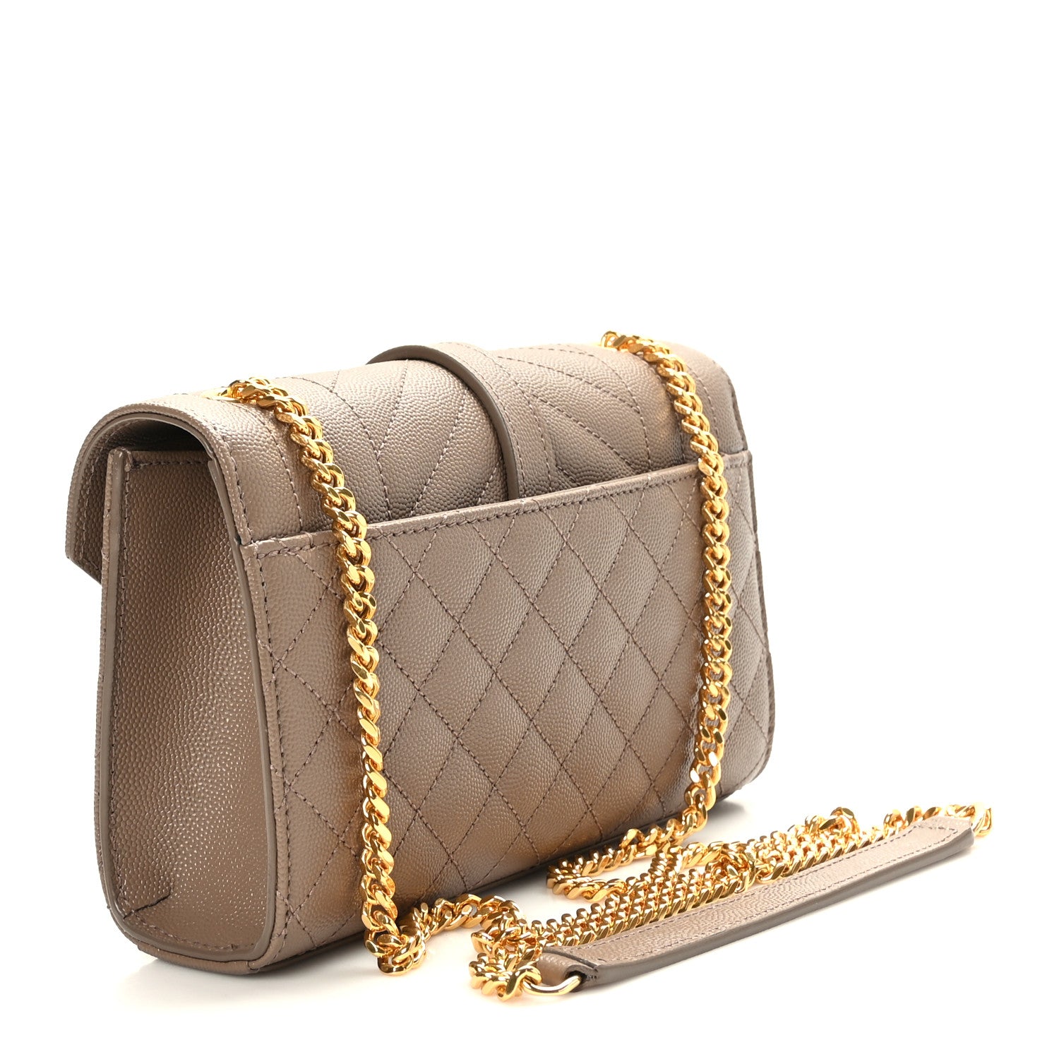 Saint Laurent Grain De Poudre Textured Mixed Matelasse Triquilt Small Monogram Satchel Taupe 3 of 9