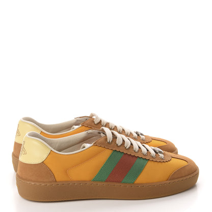 Gucci Nylon Calfskin Suede Web Mens G74 Sneakers 6.5 Crop Wildflower 4 of 10
