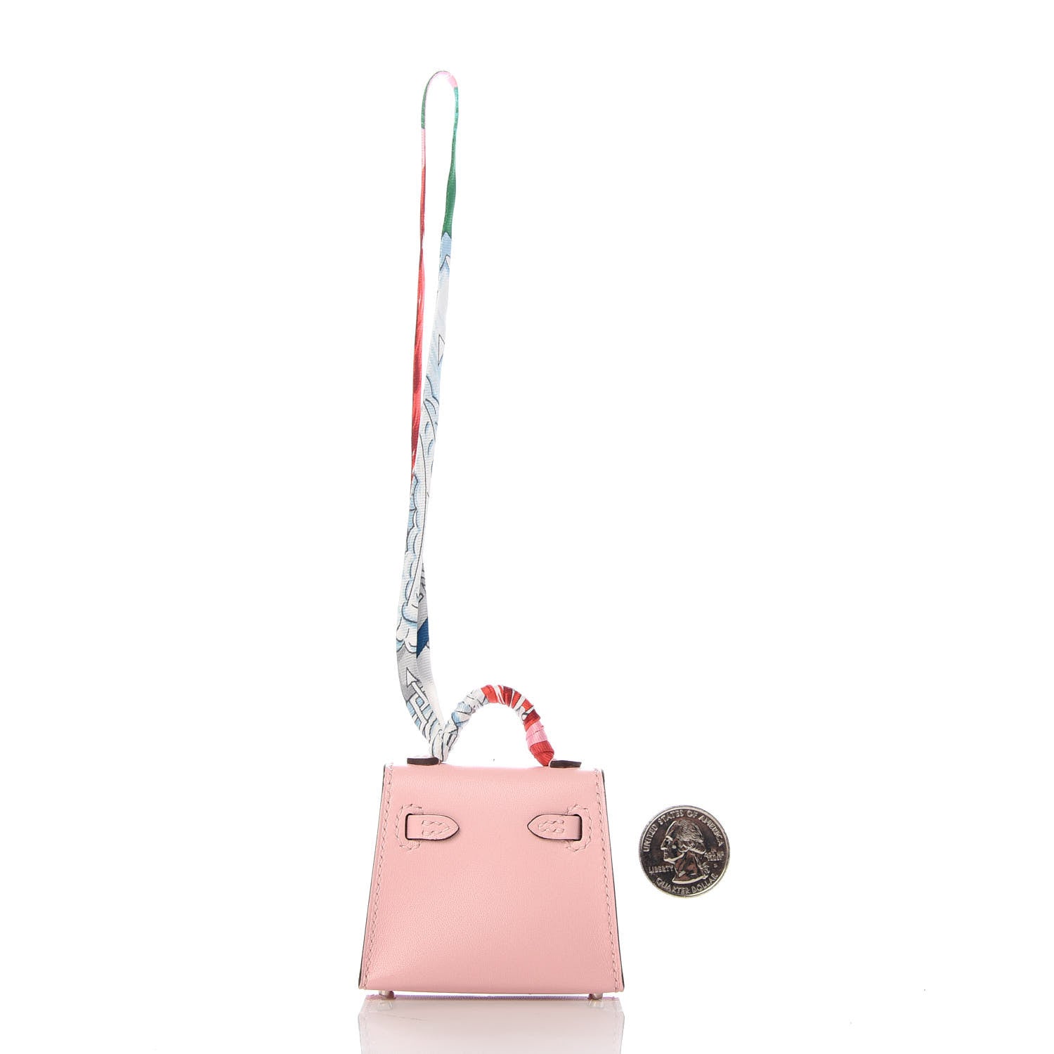 Hermes Tadelakt Mini Kelly Twilly Bag Charm Rose Sakura 2 of 4