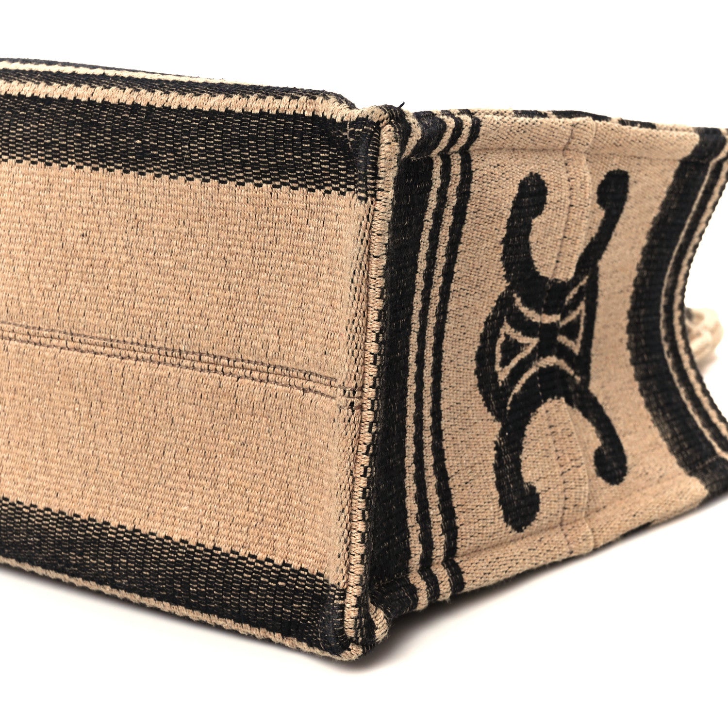 Celine Jacquard Striped Triomphe Large Cabas Thais Beige Black 9 of 11