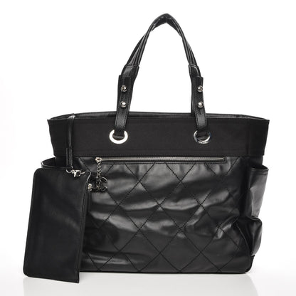 Chanel Coated Canvas Quilted Large Paris Biarritz Tote Black 3 of 8