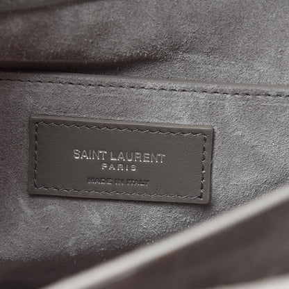 Saint Laurent Calfskin Crocodile Embossed Large Monogram Sunset Fog 6 of 10