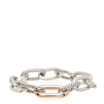 David Yurman Sterling Silver 18K Rose Gold 11mm Madison Chain Bracelet 1 of 6