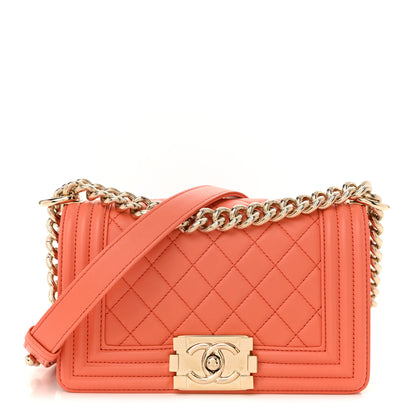 Chanel Lambskin Quilted Small Boy Flap Orange 1 of 11