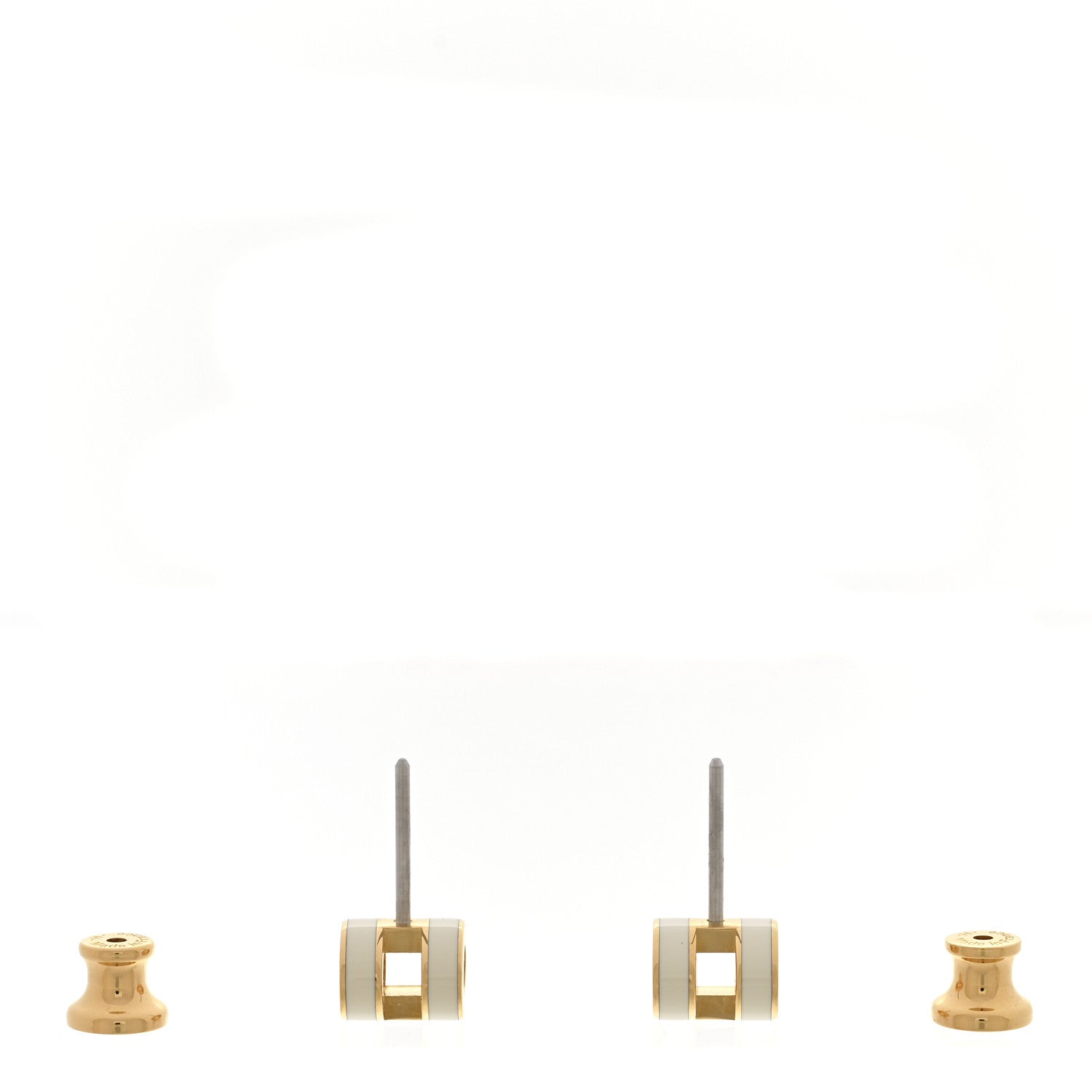 Hermes Gold Lacquered Pop H Earrings White 3 of 8
