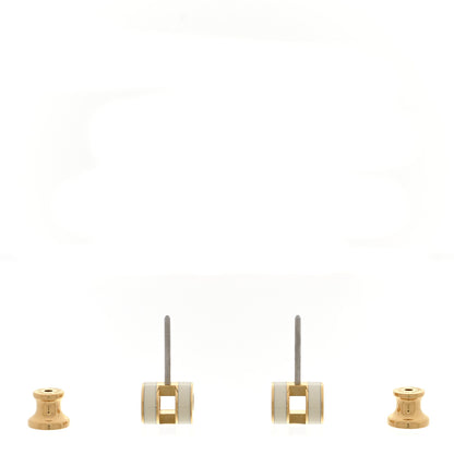 Hermes Gold Lacquered Pop H Earrings White 3 of 8