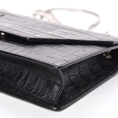 Saint Laurent Calfskin Crocodile Embossed Medium Betty Black 8 of 10