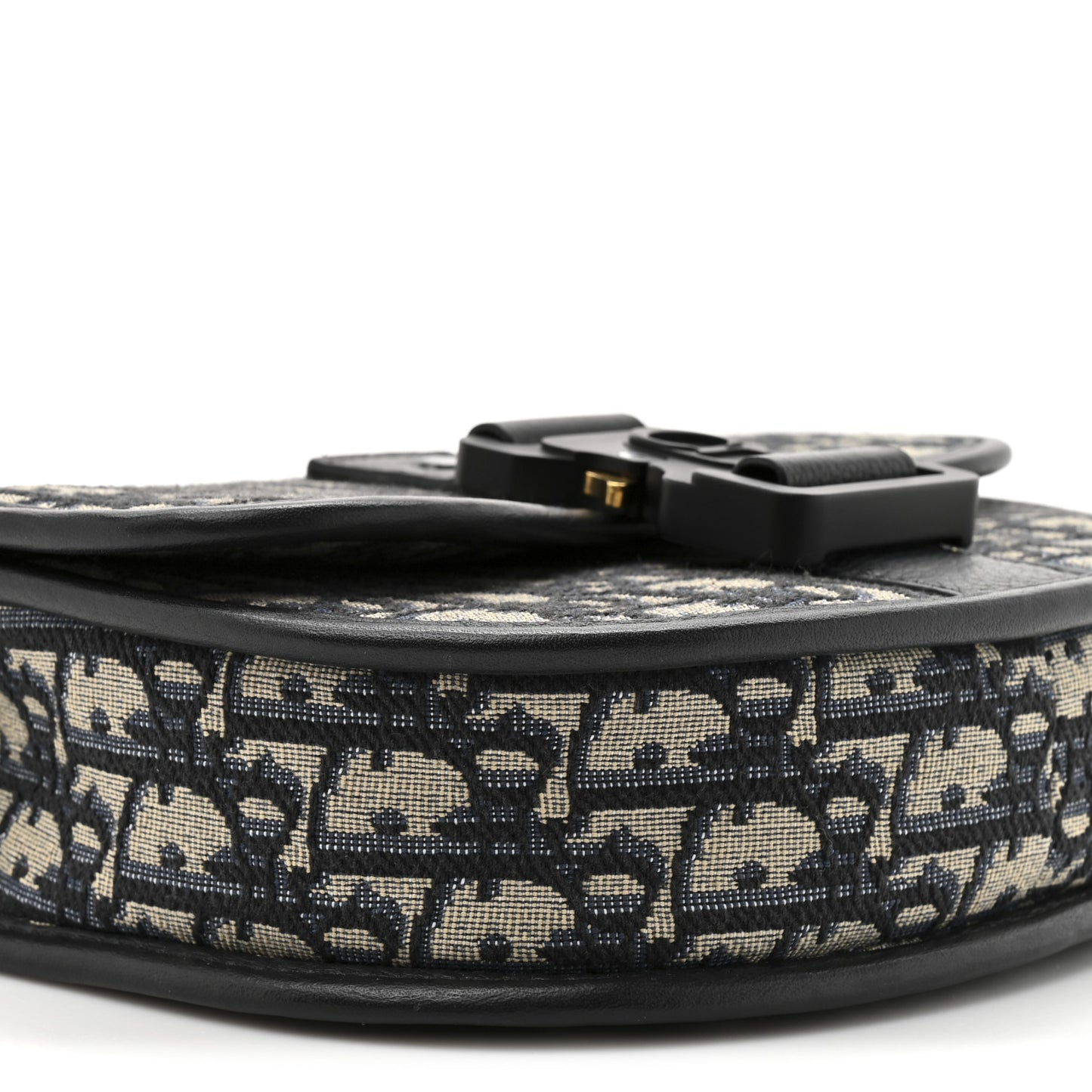 Oblique Grained Calfskin Mini Gallop Bag With Strap Black Beige