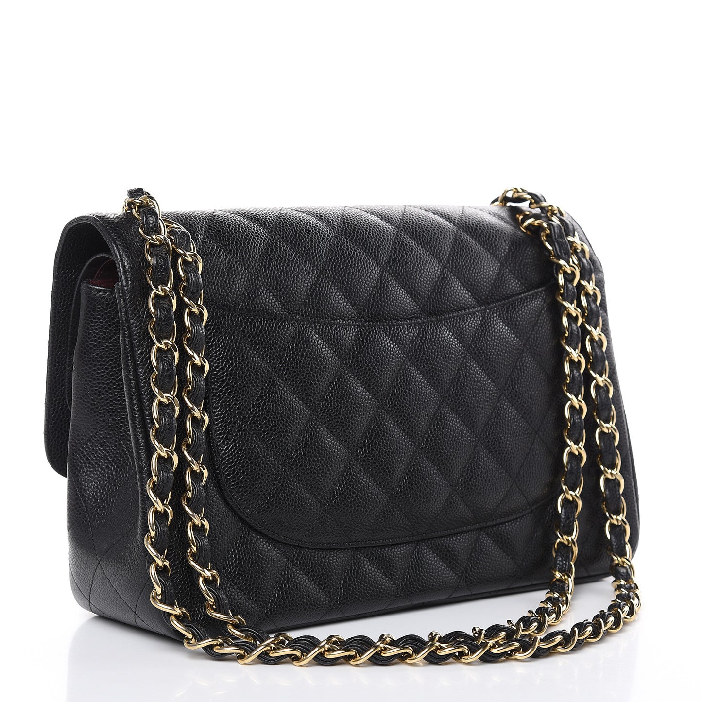Caviar Quilted Jumbo Double Flap Black