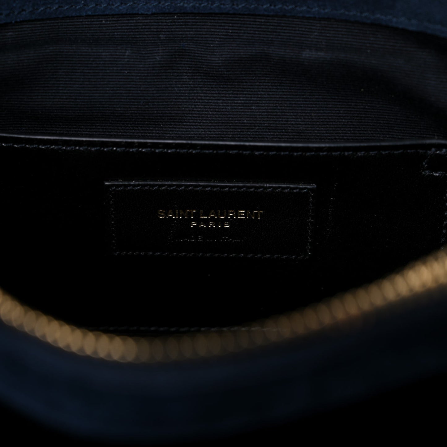 Suede Mixed Matelasse Triquilt Large Monogram Envelope Satchel Navy Blue