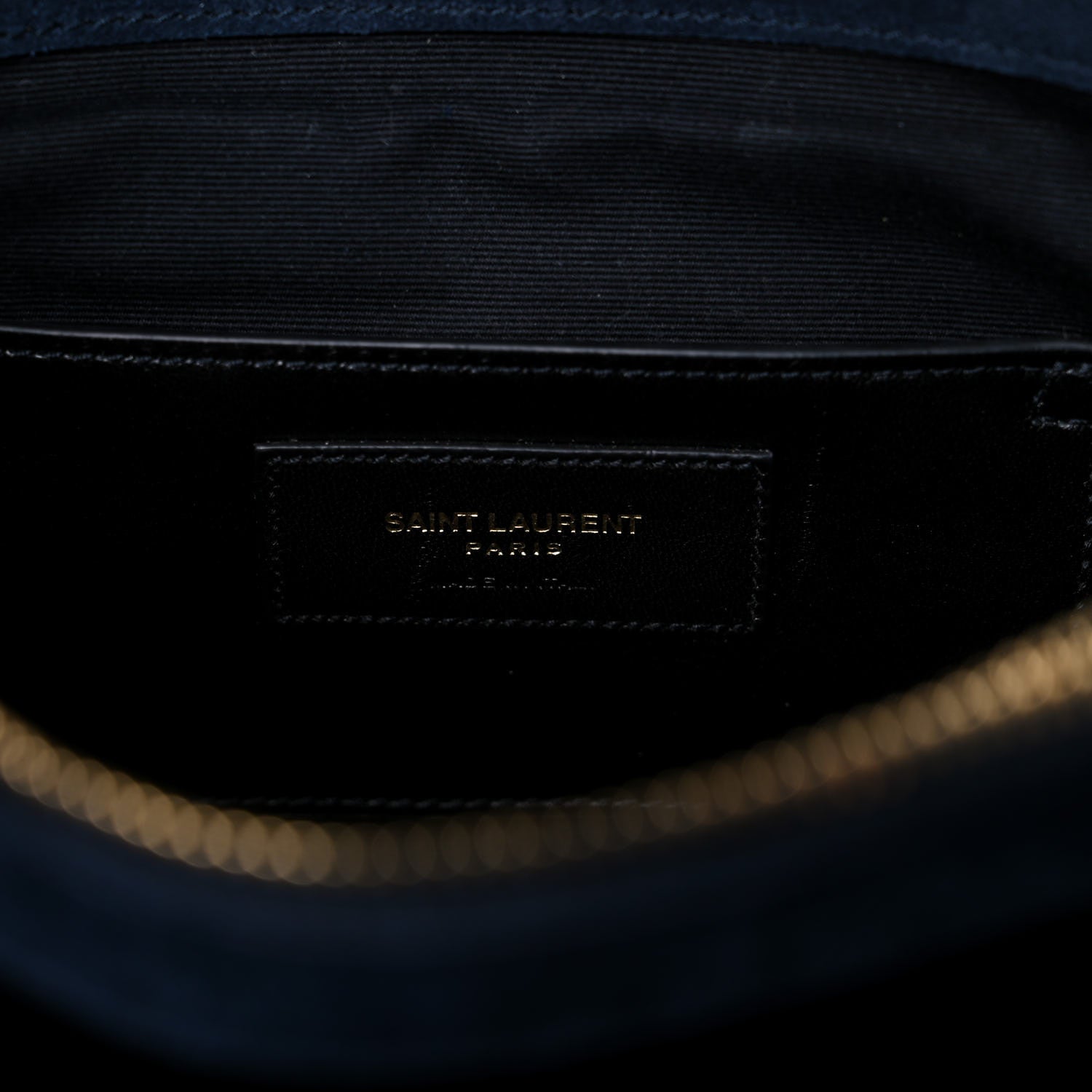 Saint Laurent Suede Mixed Matelasse Triquilt Large Monogram Envelope Satchel Navy Blue 6 of 17