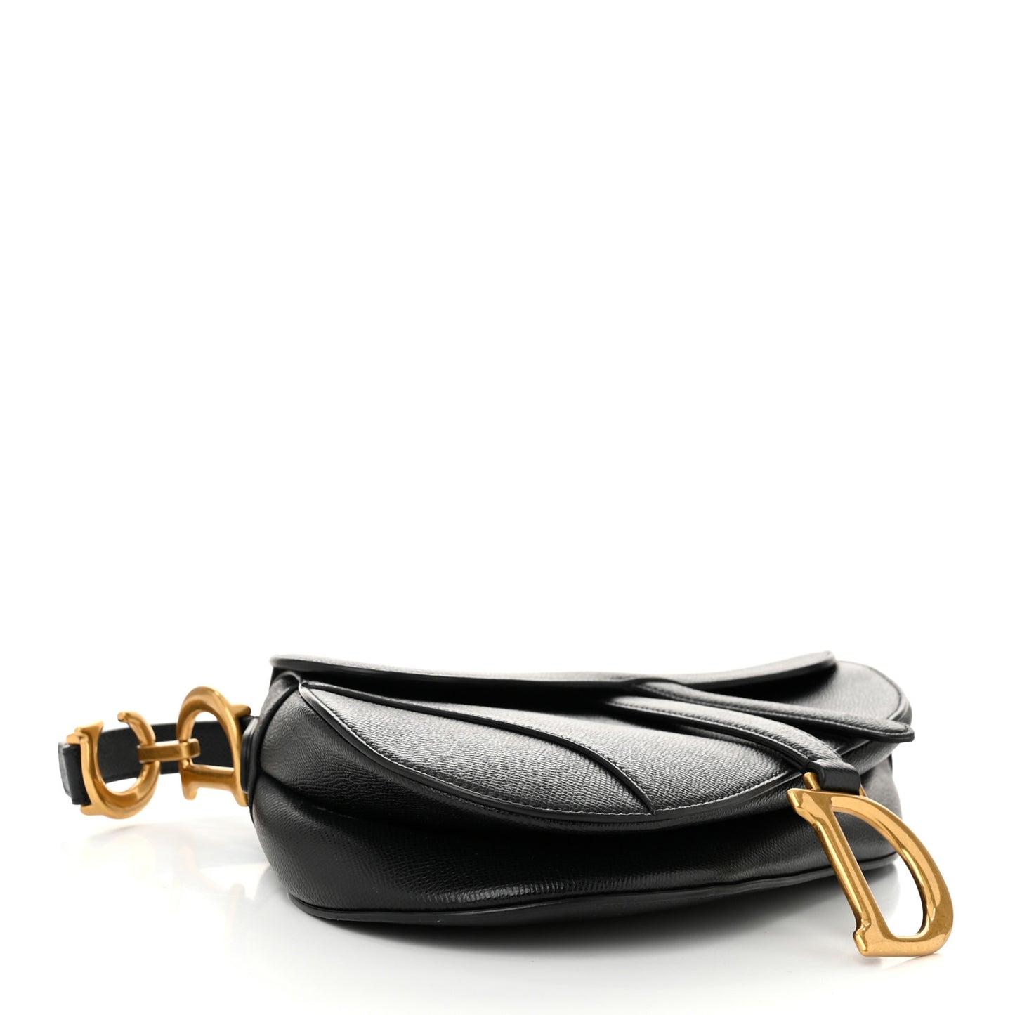 Grained Calfskin Saddle Bag Black