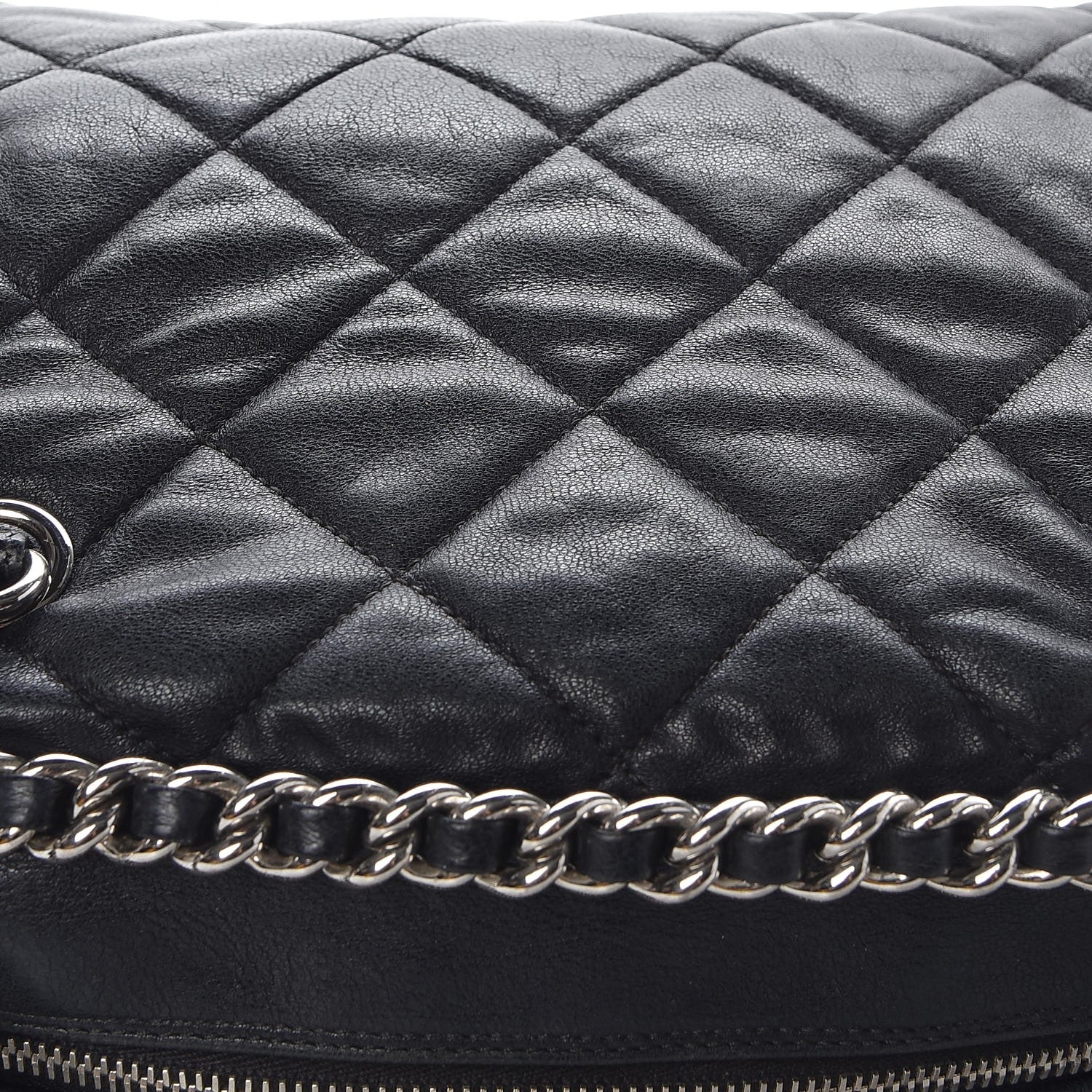 Chanel Washed Lambskin Quilted Chain Around Bowler Black 12 of 12