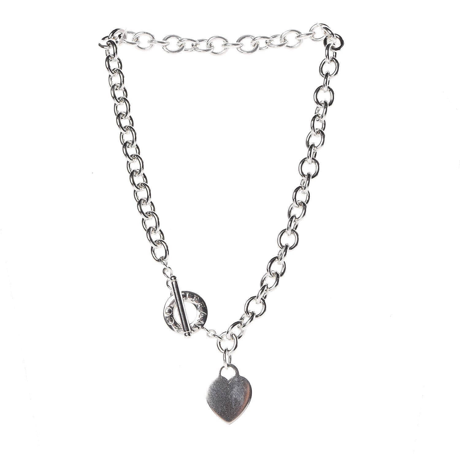 Tiffany Sterling Silver Heart Tag Toggle Necklace 3 of 5