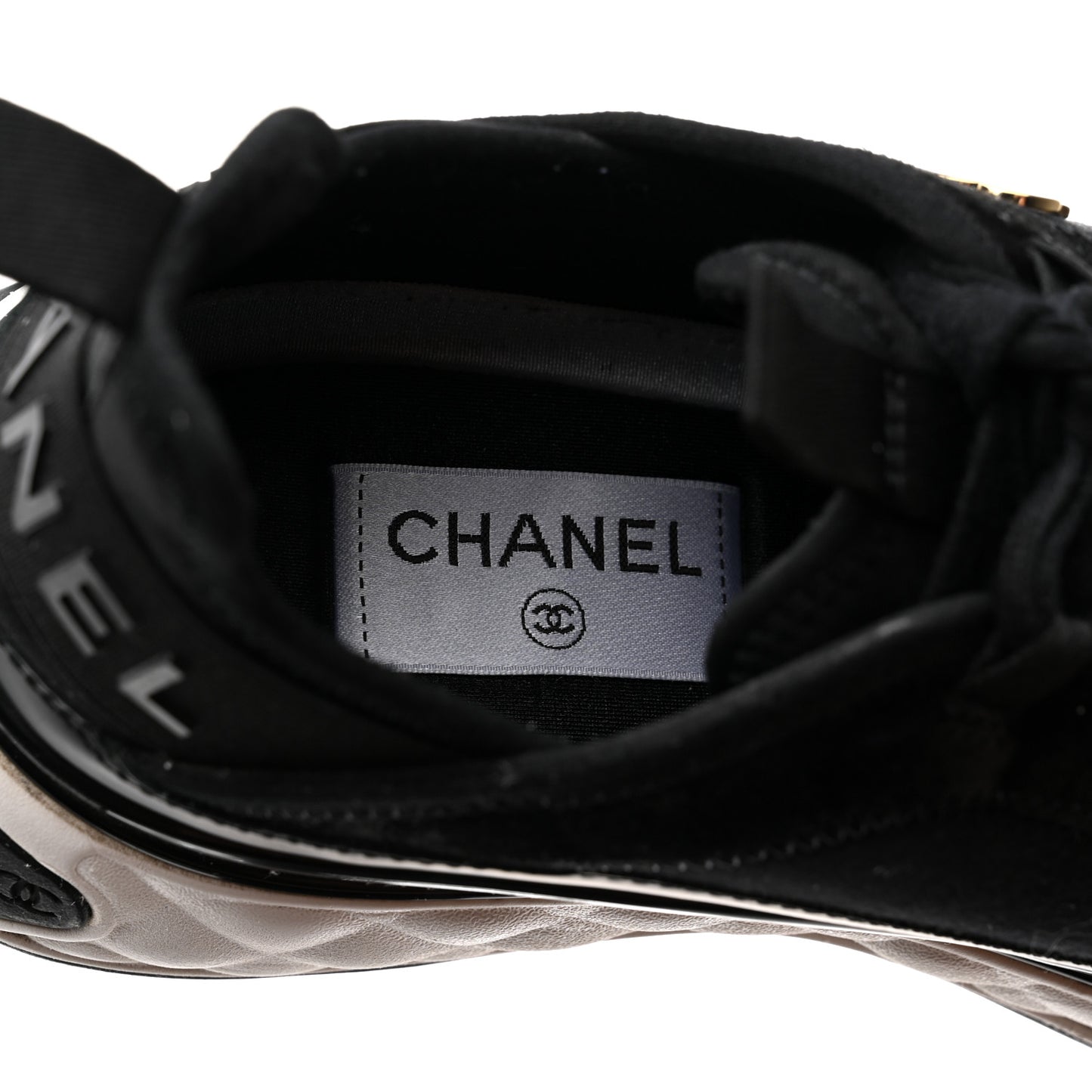Velvet Calfskin Mixed Fibers CC Sneakers 40 Black