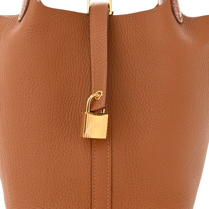 Hermes Taurillon Clemence Matte Alligator Picotin Lock Touch 18 PM Gold 8 of 11