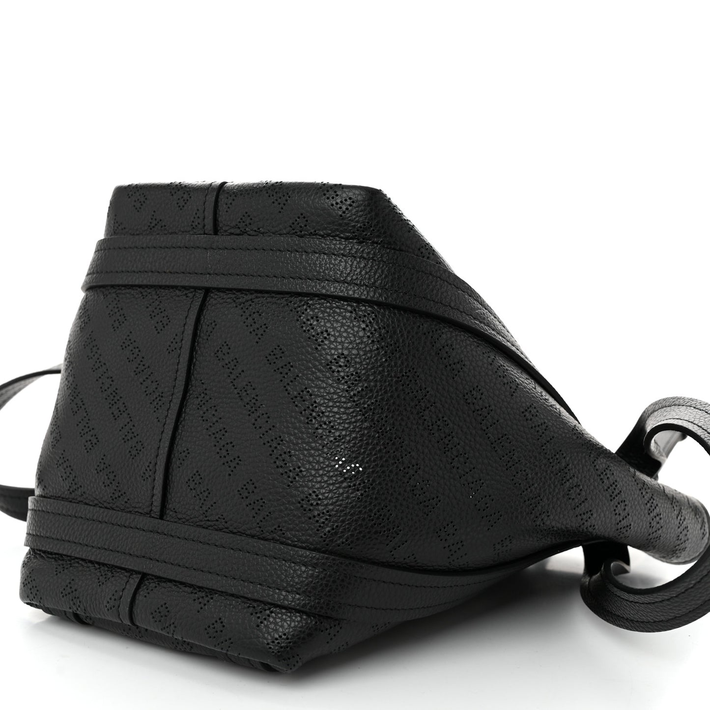 Grained Calfskin Logo Perforated XS Everyday North South Shoulder Tote Bag Black