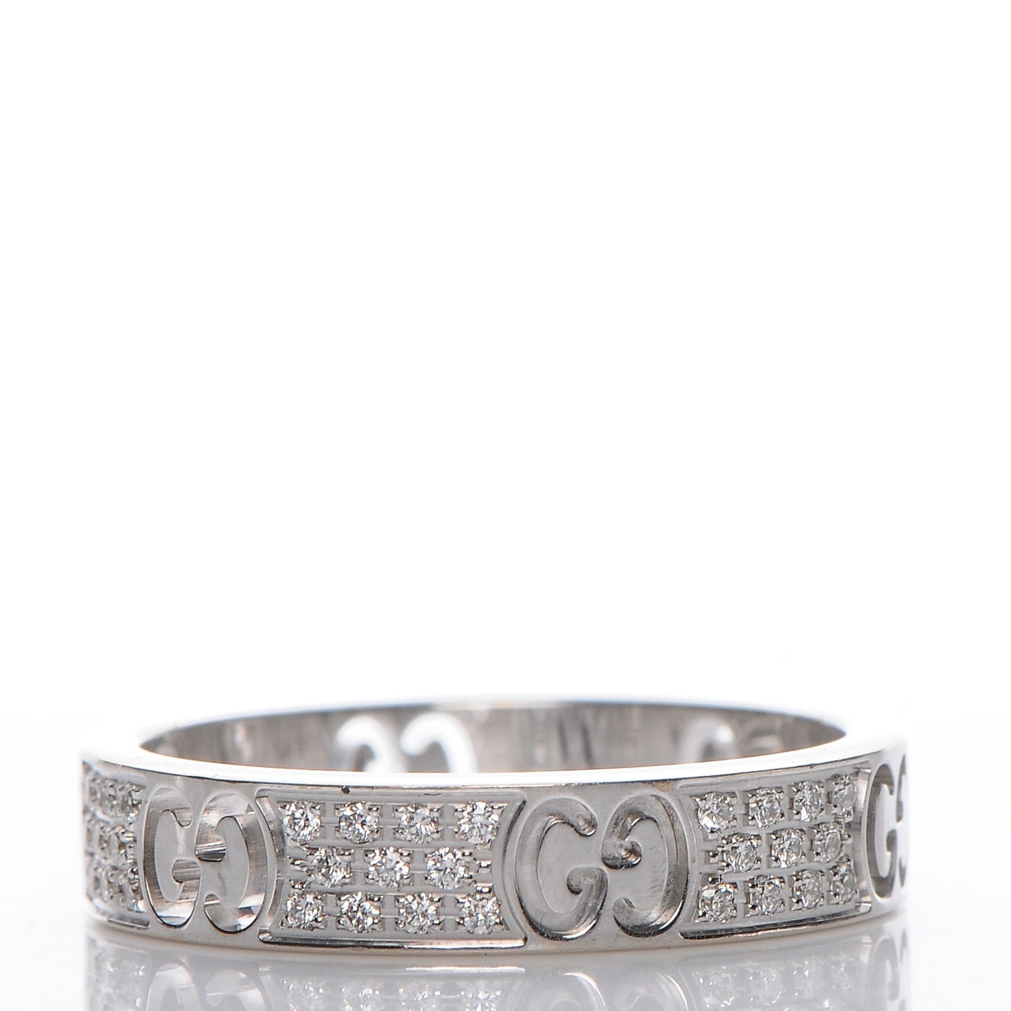 18K White Gold Diamond Icon Stardust Thin Band Ring 54 7