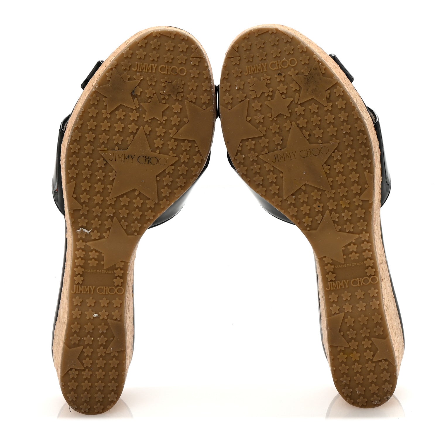 Jimmy Choo Patent Prima Cork Wedge Sandals 37 Black 6 of 8