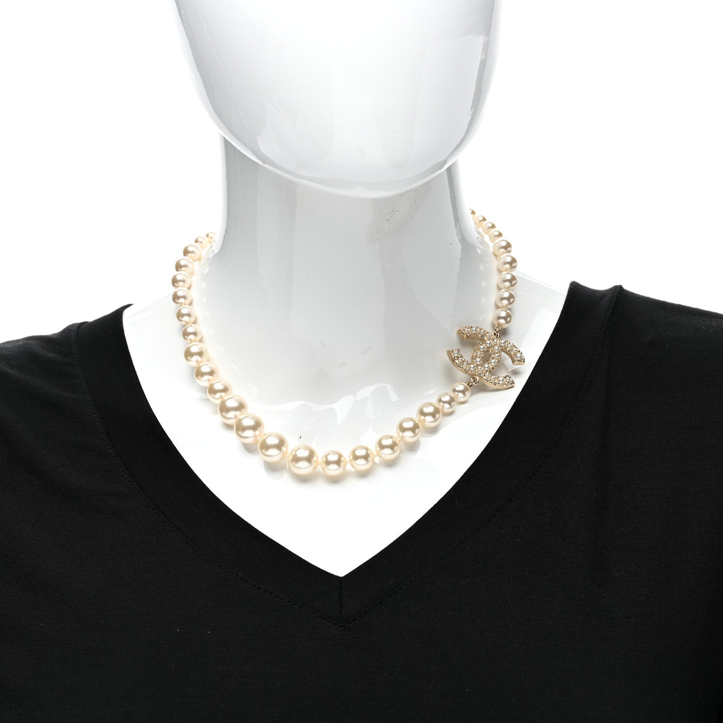 Pearl CC 100th Anniversary Necklace Light Gold