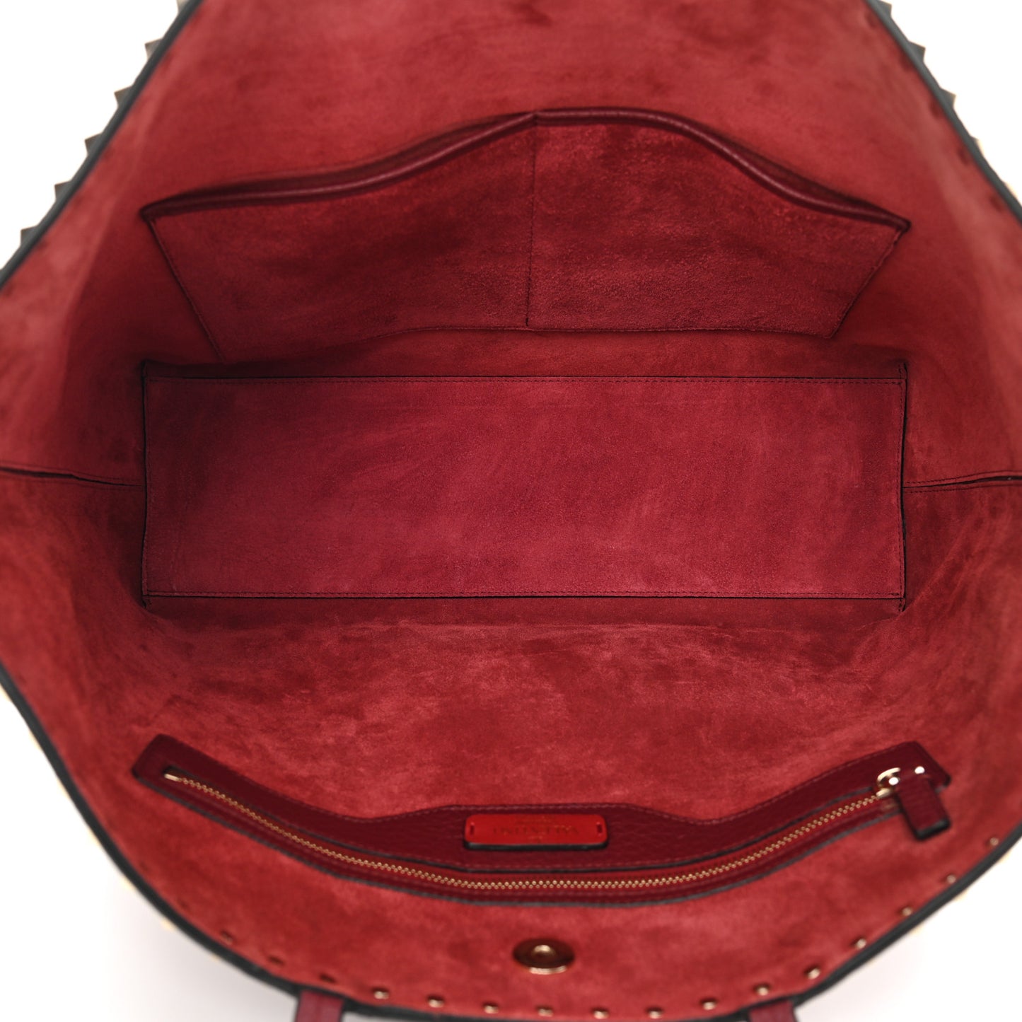 Grained Calfskin Rockstud Shoulder Tote Cerise