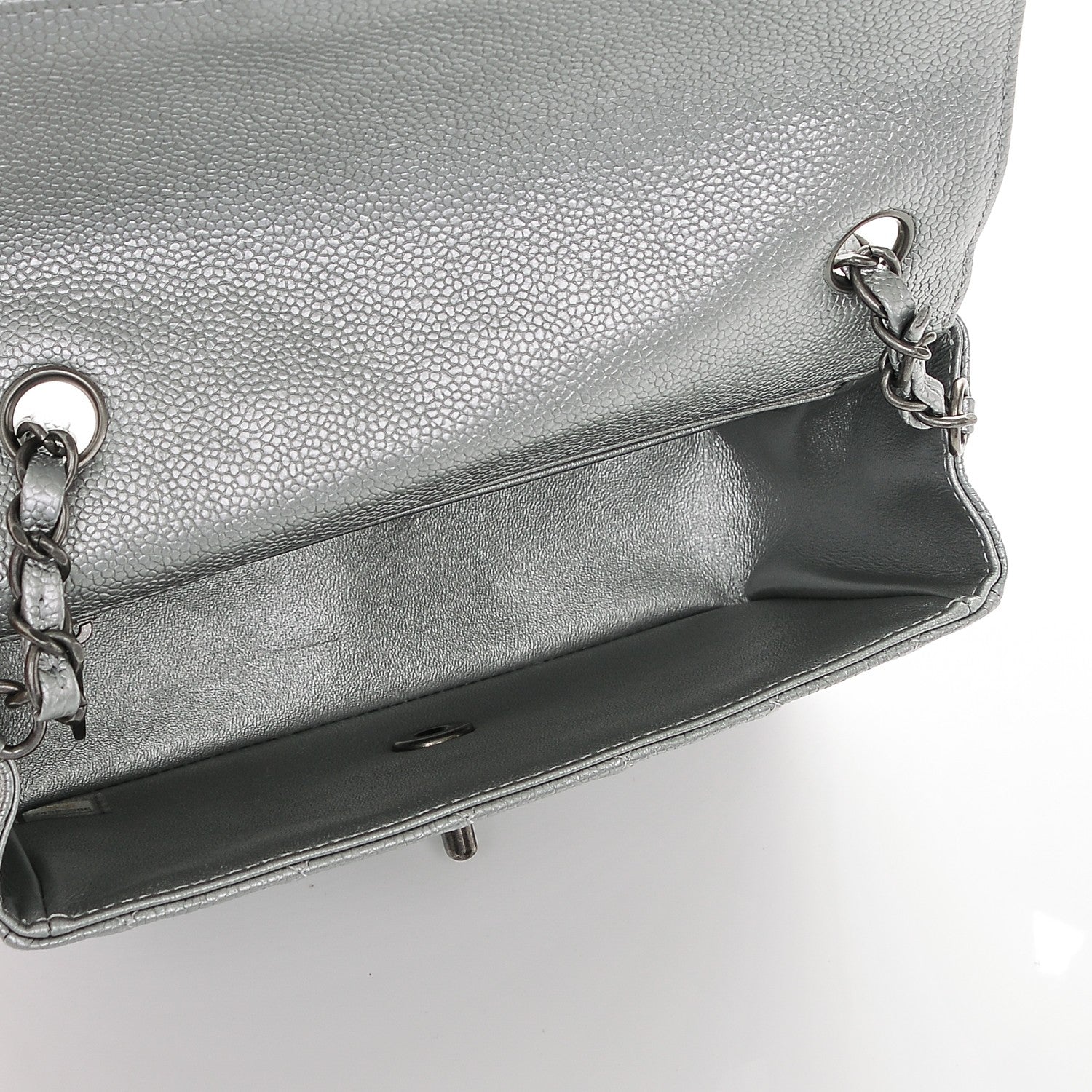 Chanel Metallic Caviar Quilted Mini Rectangular Flap Silver 5 of 7