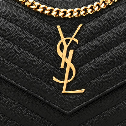 Saint Laurent Grain De Poudre Matelasse Chevron Monogram Chain Wallet Black 7 of 9