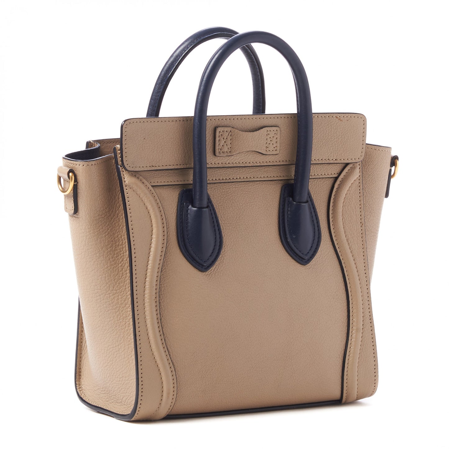 Drummed Calfskin Bi-Color Nano Luggage Navy Dune