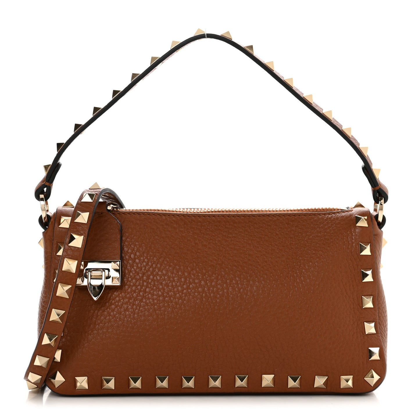 Pebbled Calfskin Small Rockstud Flip Lock Shoulder Bag Selleria