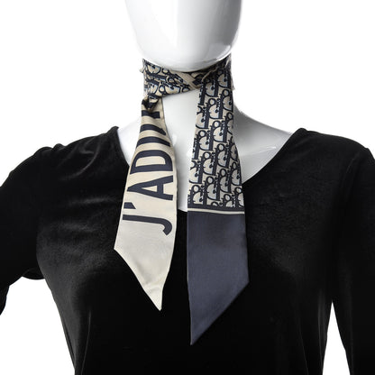 Christian Dior Silk Oblique Mitzah Scarf Blue 2 of 4