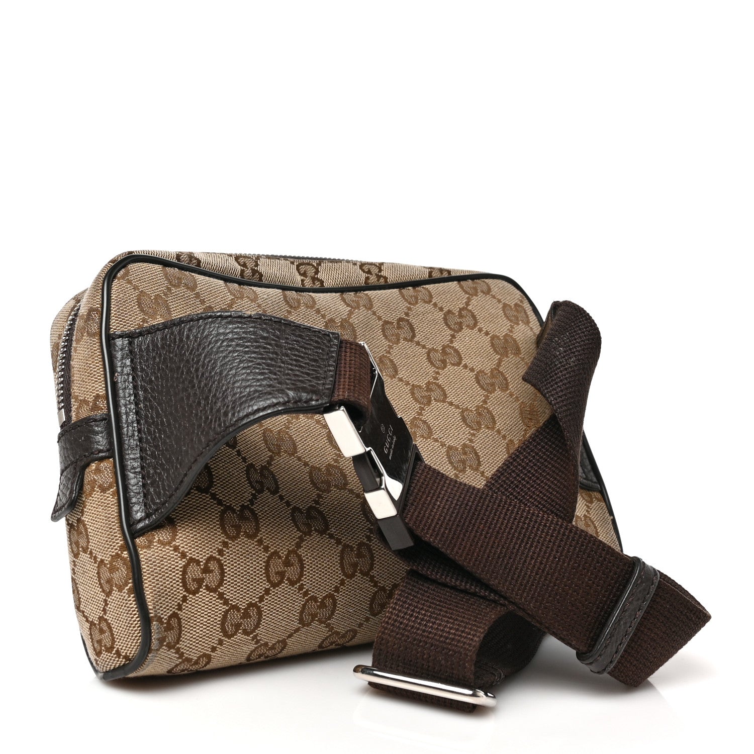 Gucci Monogram Dollar Calfskin Belt Bag Beige Ebony Testa di Moro Marrone Scuro 3 of 9