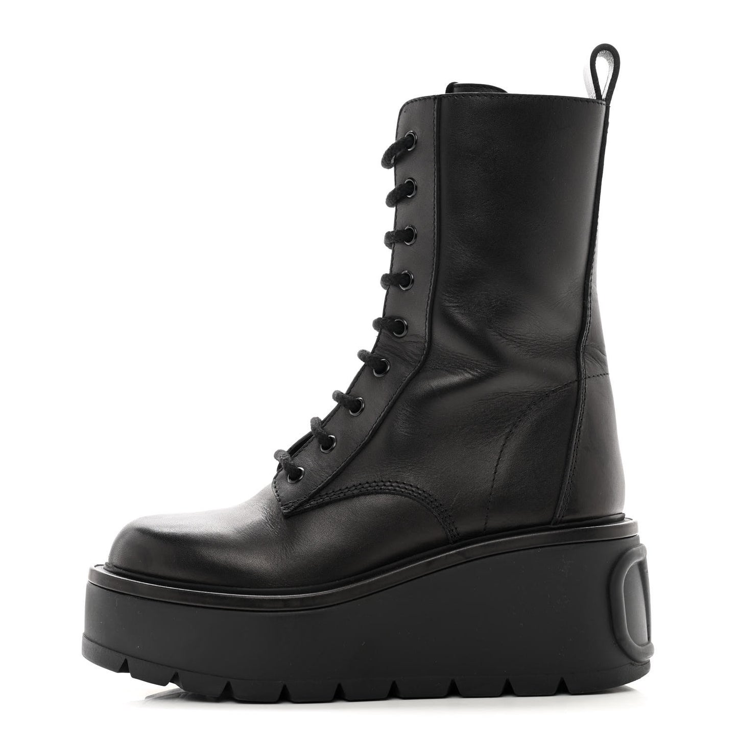 Calfskin VLOGO Uniqueform 55/85mm Flatform Lace Up Boots 37 Black