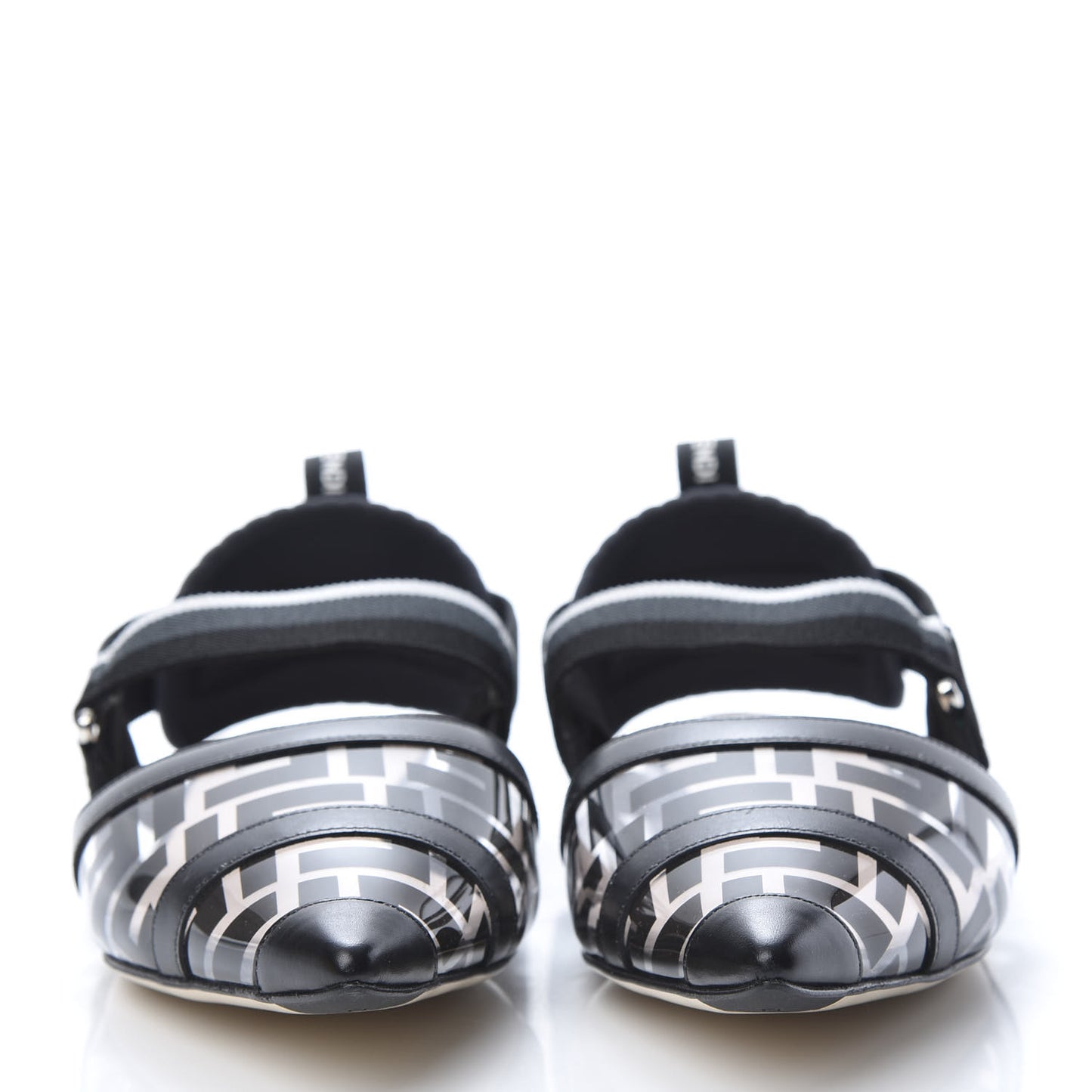 PVC Calfskin FF Colibri Slingback Ballerina Flats 39 Black