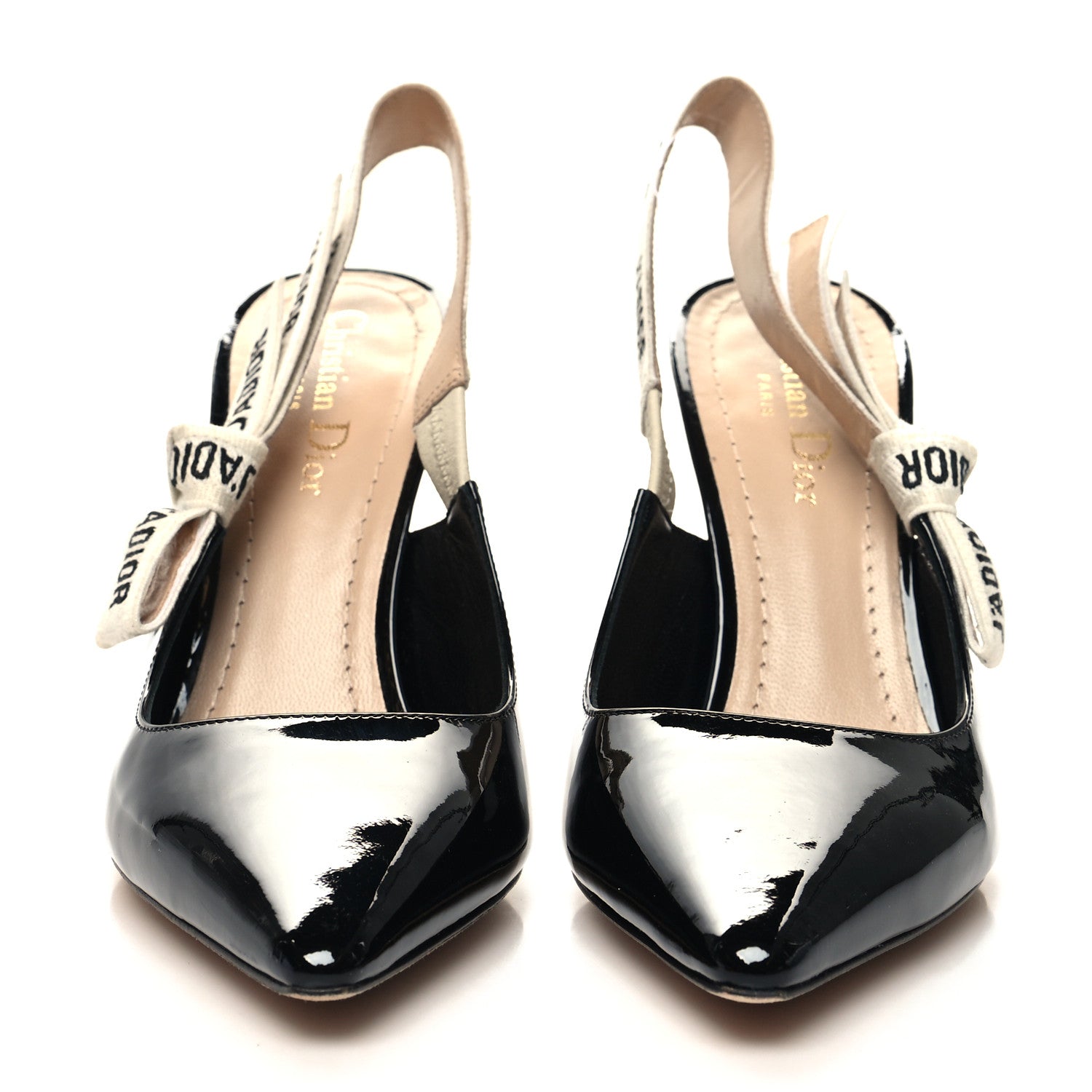 Christian Dior Patent Ribbon J'Adior Slingback 100mm Pumps 37.5 Black 2 of 9