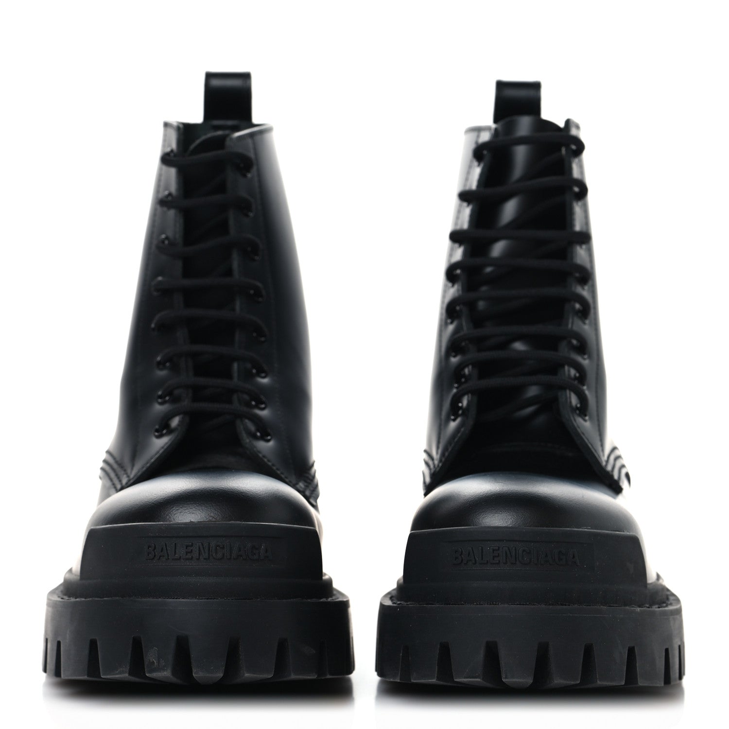 Balenciaga Calfskin Womens Strike 20mm Lace Up Boots 38 Black 3 of 9