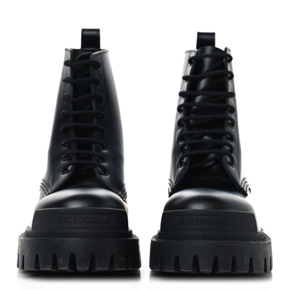 Balenciaga Calfskin Womens Strike 20mm Lace Up Boots 38 Black 3 of 9