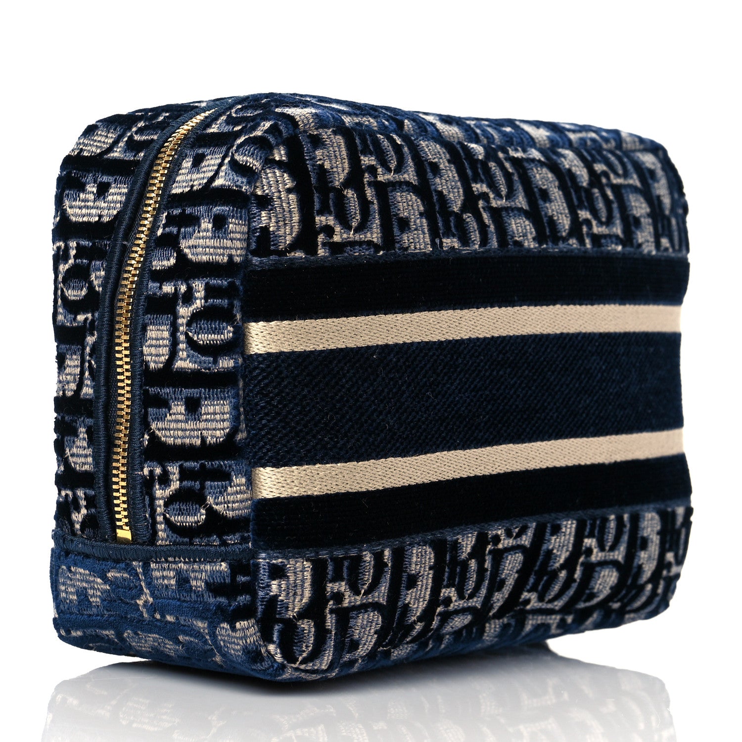 Christian Dior Velvet Oblique Cosmetic Pouch Blue 2 of 10