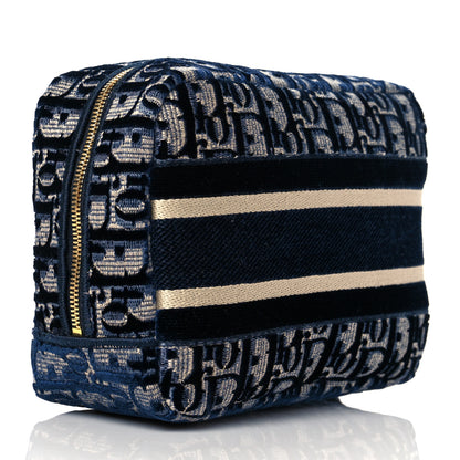 Christian Dior Velvet Oblique Cosmetic Pouch Blue 2 of 10