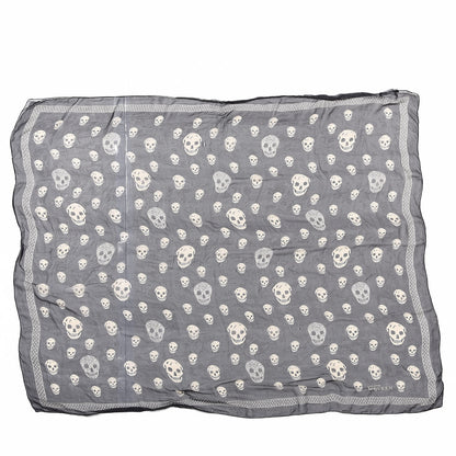 Alexander McQueen Silk Chiffon Skull Scarf Black Ivory 1 of 4