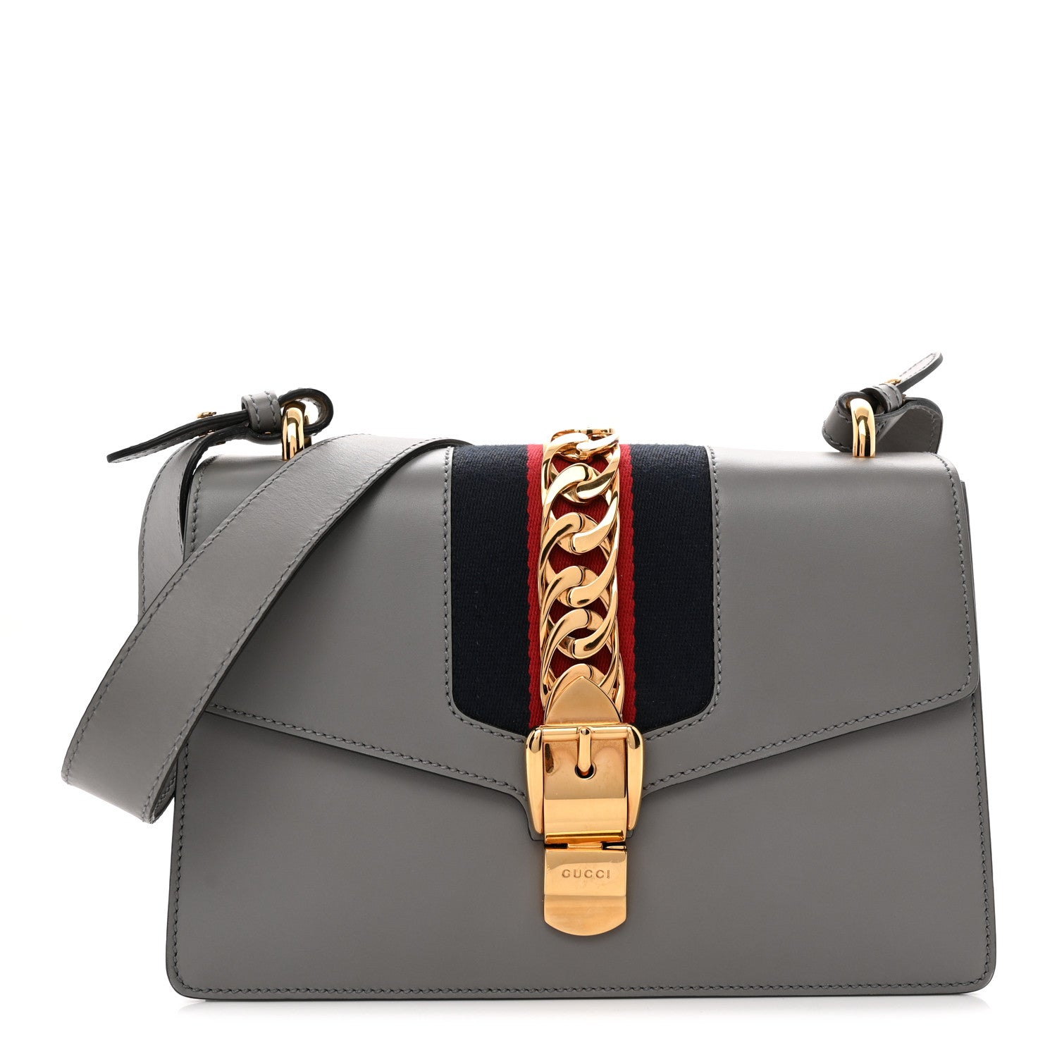 Gucci Calfskin Small Sylvie Shoulder Bag Deep Grey 1 of 14