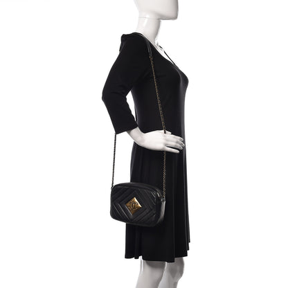 Chanel Lambskin Chevron Quilted Pyramid CC Camera Case Black 2 of 15