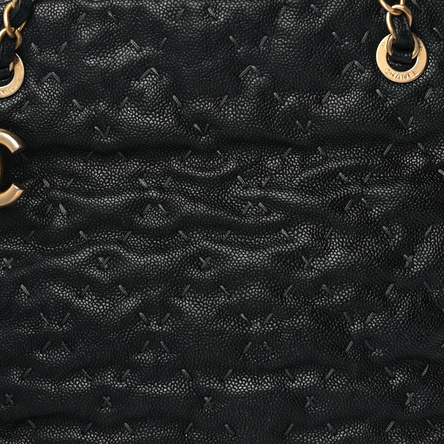 Caviar Stitched Tote Black